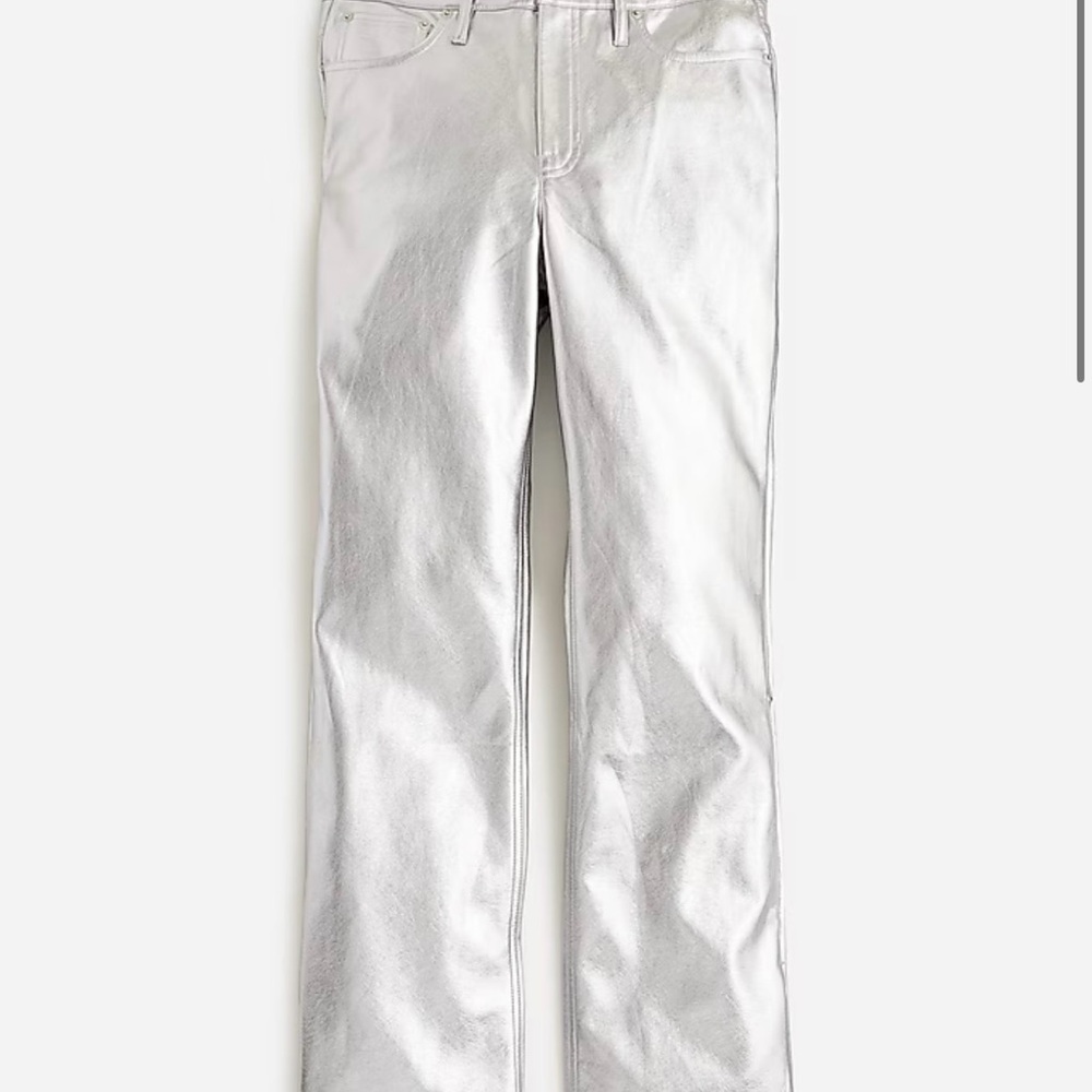 J. Crew Full-length demi-boot pant in metallic faux leather